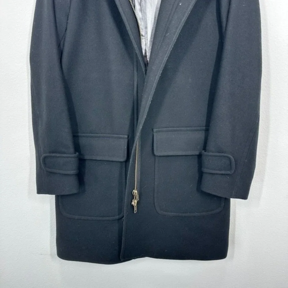 J. Crew Wool Cashmere Nello Duffle Coat Hooded Black Size 10 Classic Winter Warm